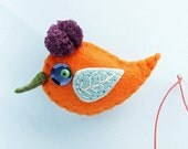 Bird pin button - colorful and bright birds made from felt decorated with beads and buttons