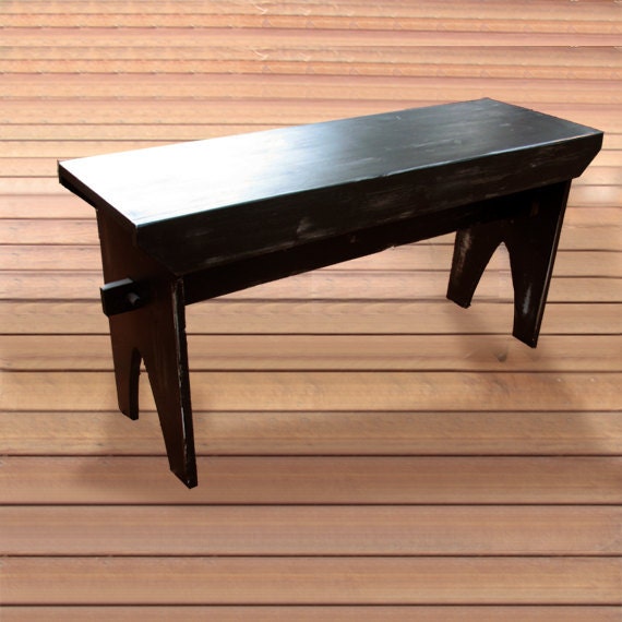 Farmhouse Bench - Black distressed bench, shabby country painted bench 39" x 19" x 12"