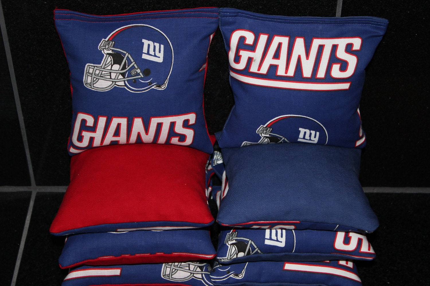 New York GIANTS 8 Top Quality Custom Handmade ACA Regulation Size Cornhole Bean Bags