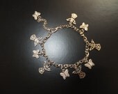 Angel Silver Colored Charm Bracelet,Metal Bracelet,Butterfly Angel Bracelet,Silver Jewelry,Beaded Bracelet