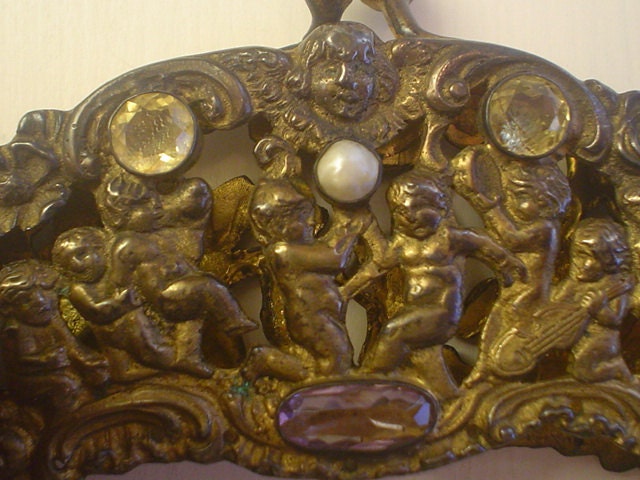 RESERVED Austro Hungarian Gemstone Gilt Silver purse frame 1800s