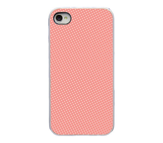 Polka dots Iphone case - pink background - pattern Iphone 4 4s and 5 and 5 and 5 cover - girly phone accessory - Hard cell phone case