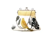 Bird Clutch Yellow Black White Chicago Fine Threads Purse
