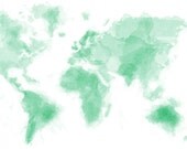 Watercolor World Map Print