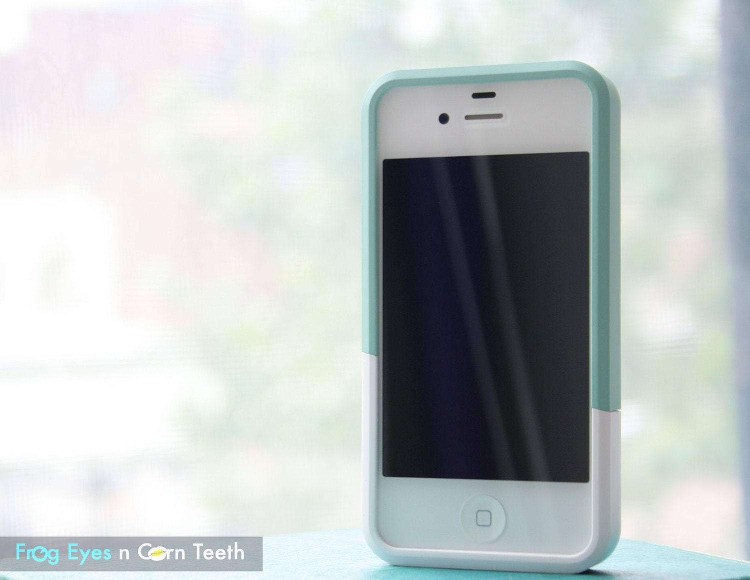 iPhone 4 case - Color Block Stud - Mint Deep / Bronze studs