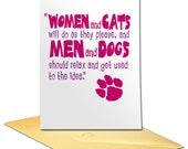 Funny Slogan Card for an Animal Lover (Women and Cats) BLANK INSIDE