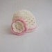 Newborn Baby  Beanie - Pale Pink with Ecru Rose Pink Flower-Newborn baby hat- Crochet hat-Baby girl  hat-