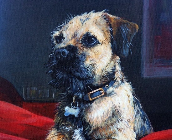 Custom pet portrait in acrylics, commissioned art