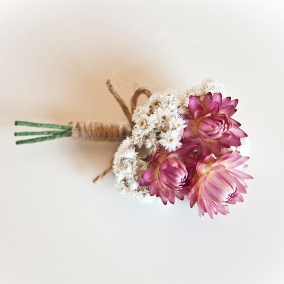 Set of 4 Dried flower Mens Buttonhole/Boutonniere