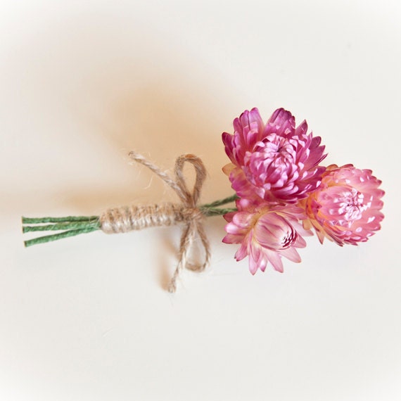 Set of 4 Dried flower Mens Buttonhole/Boutonniere