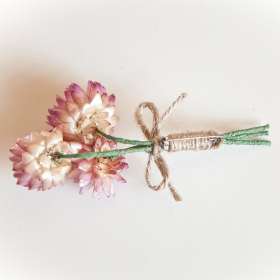 Set of 4 Dried flower Mens Buttonhole/Boutonniere