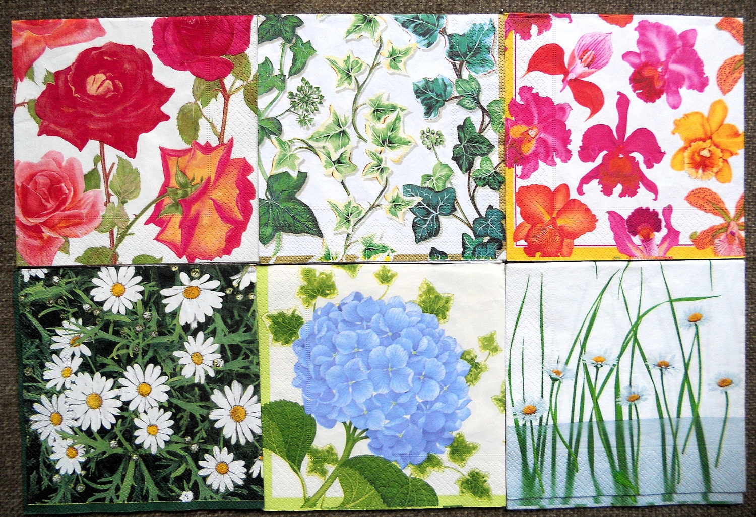 Paper Napkins for crafts decoupage floral by DaisysNapkinSupply