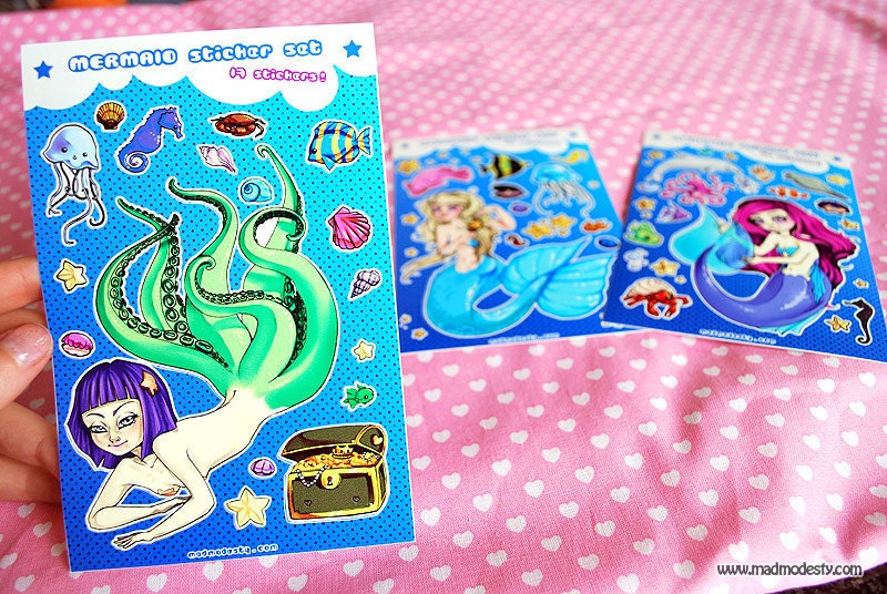 Octopus mermaid sticker sheet