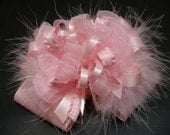 Fashionista PINK Princess Over the TOP LRG BiG Hair Bow Unique Boutique Toddler Handmade Marabou Birthday Party Girl
