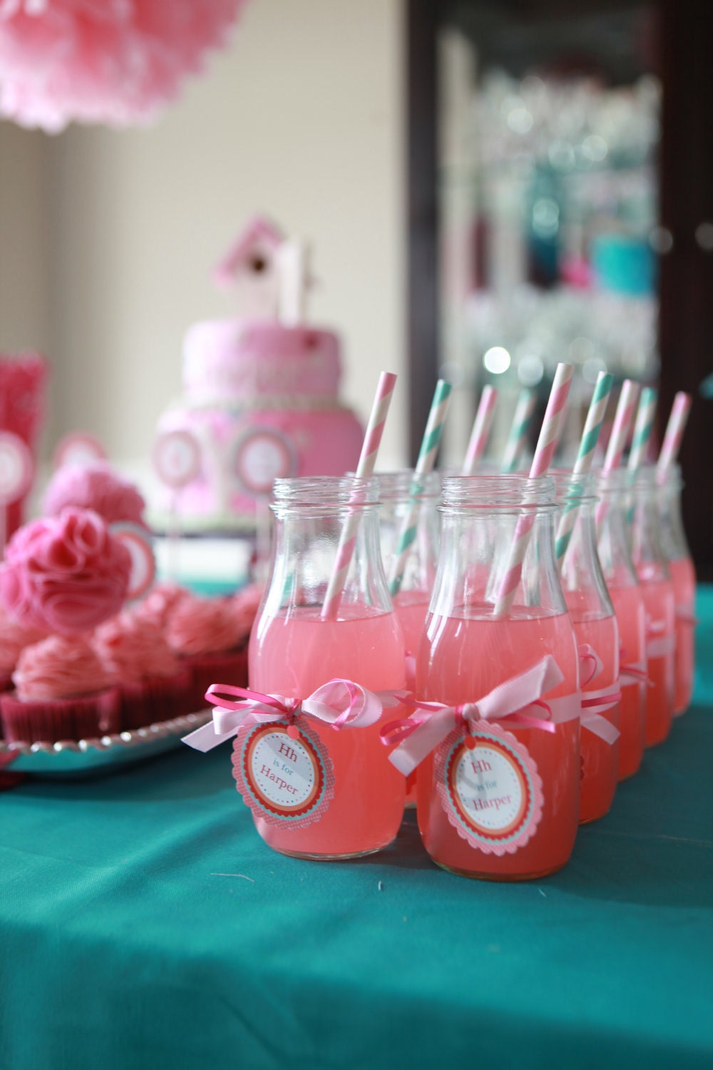 6 Glass Milk Jars- Party Drink Bottles