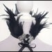 Black corseted feather collar burlesque victorian goth