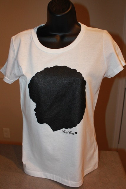 Natural Hair Afro Silhouette White Tshirt