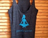 Peaceful Warrior - Charcoal Racerback Yoga Tank. Sizes: S/M/L