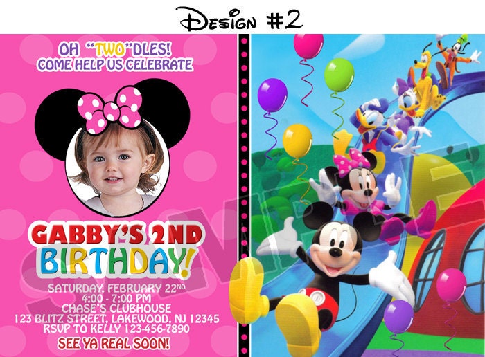 Mickey Mouse Clubhouse Birthday Party Photo Invitations - Printable