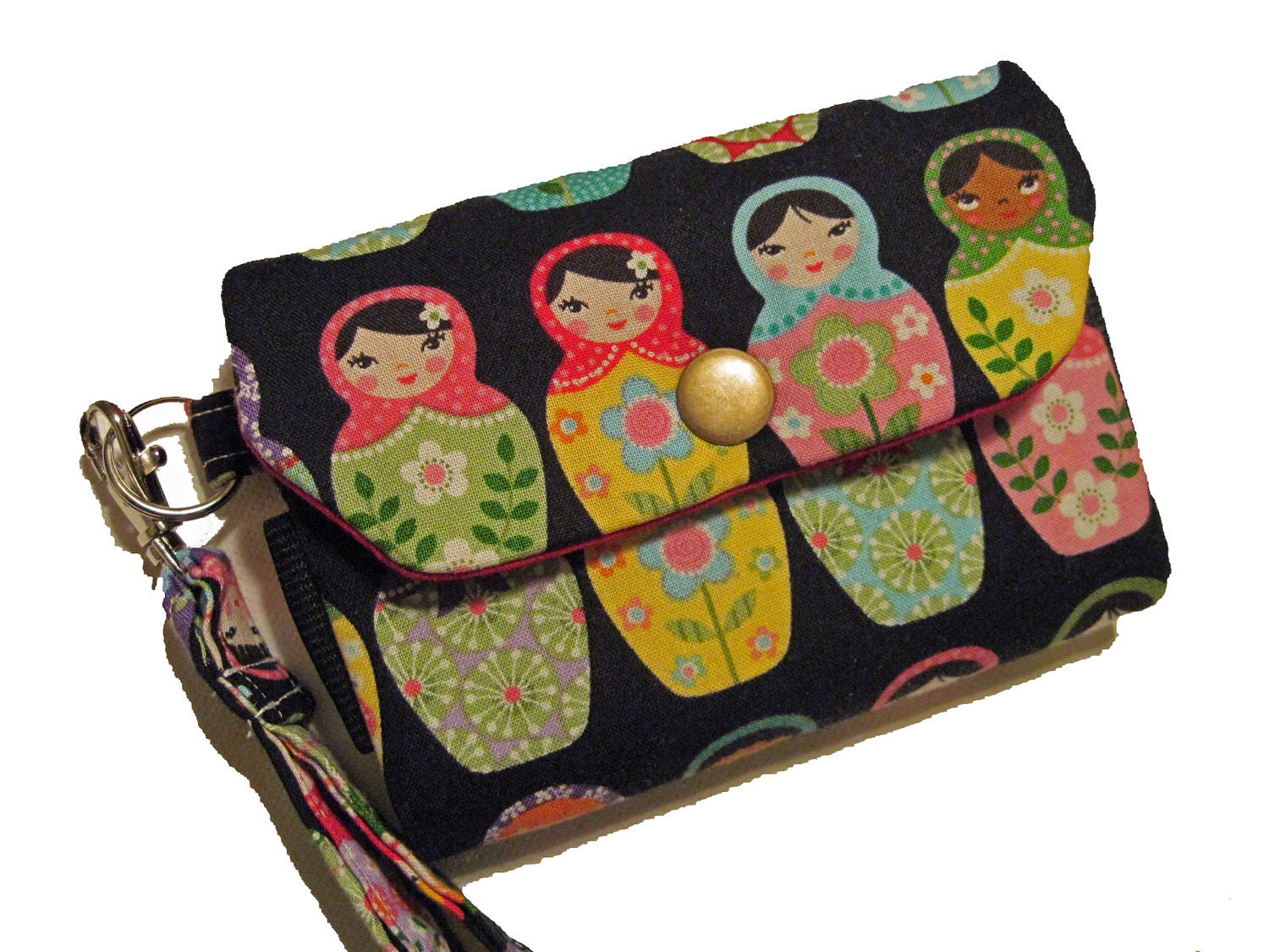 IPhone Smart phone Wristlet Wallet - in Nesting Matryoshka dolls LIMITED