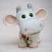 Needle felted cow, flower cow, white