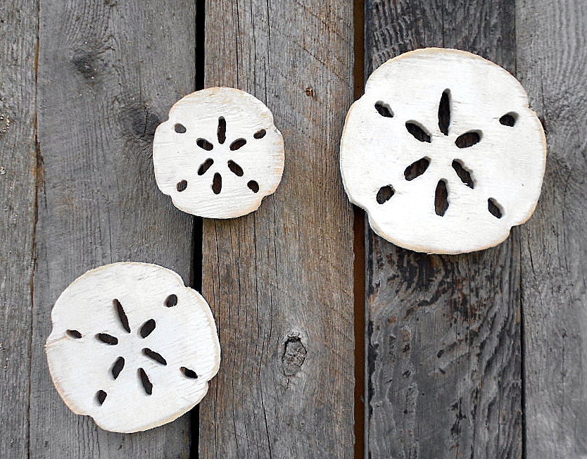 THREE Cut-out Wooden SAND DOLLARS-Silhouette