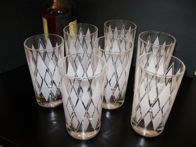 Diamond frosted highball glasses