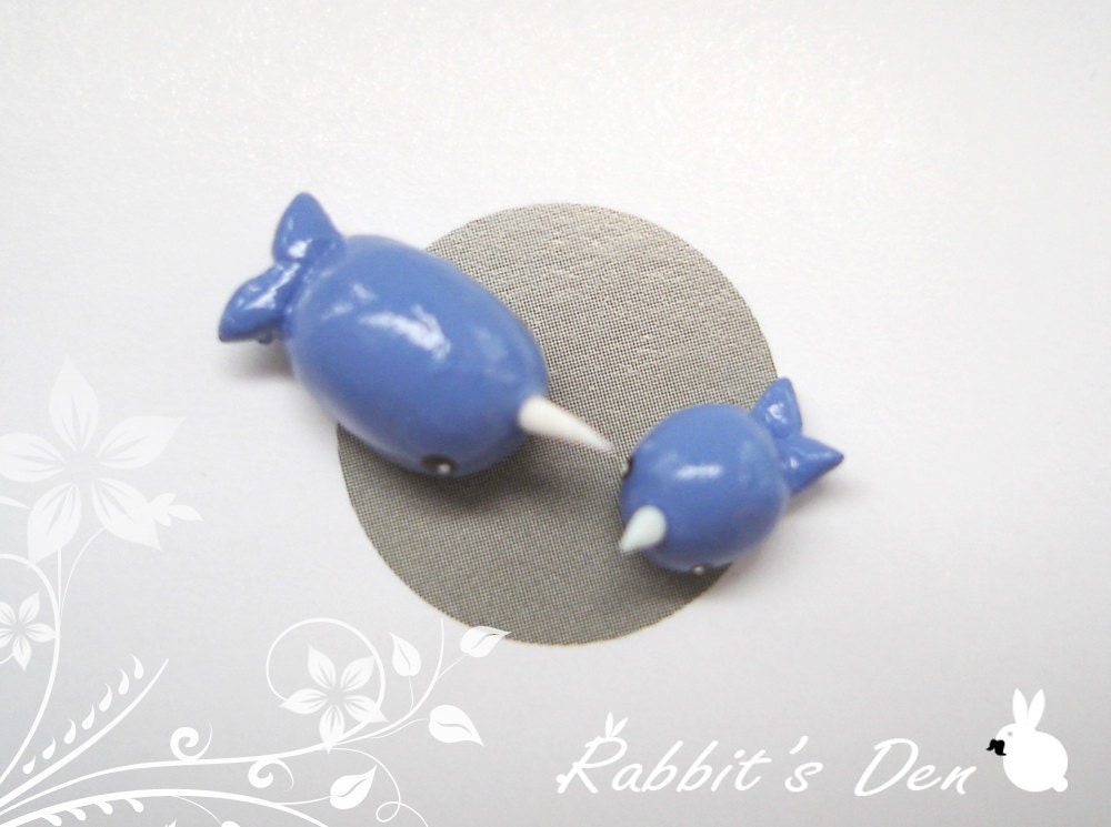 10% Off Sale: Miniature Clay Narwhal Mother and Baby Set