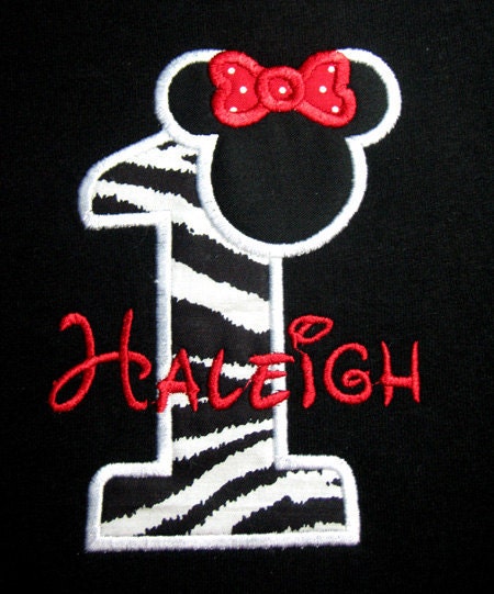 Personalized First Birthday Minnie Mouse Number shirt for infants toddler or girls sizes. SHORT or LONG SLEEVES