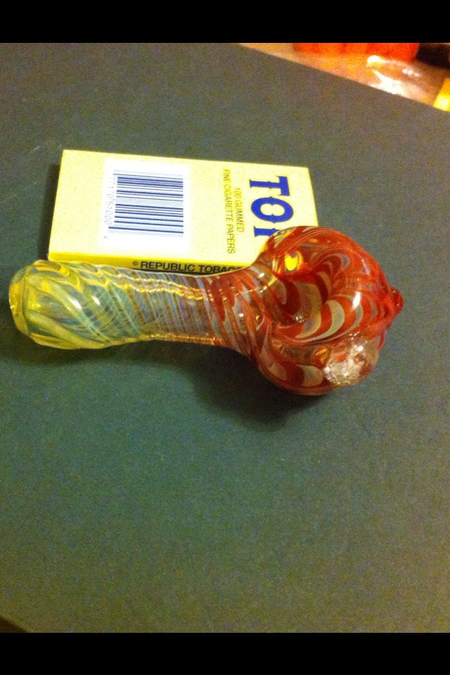 RED American handblown glass pipe