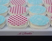 Pink Dot and Blue Lace Chocolate Covered Oreos