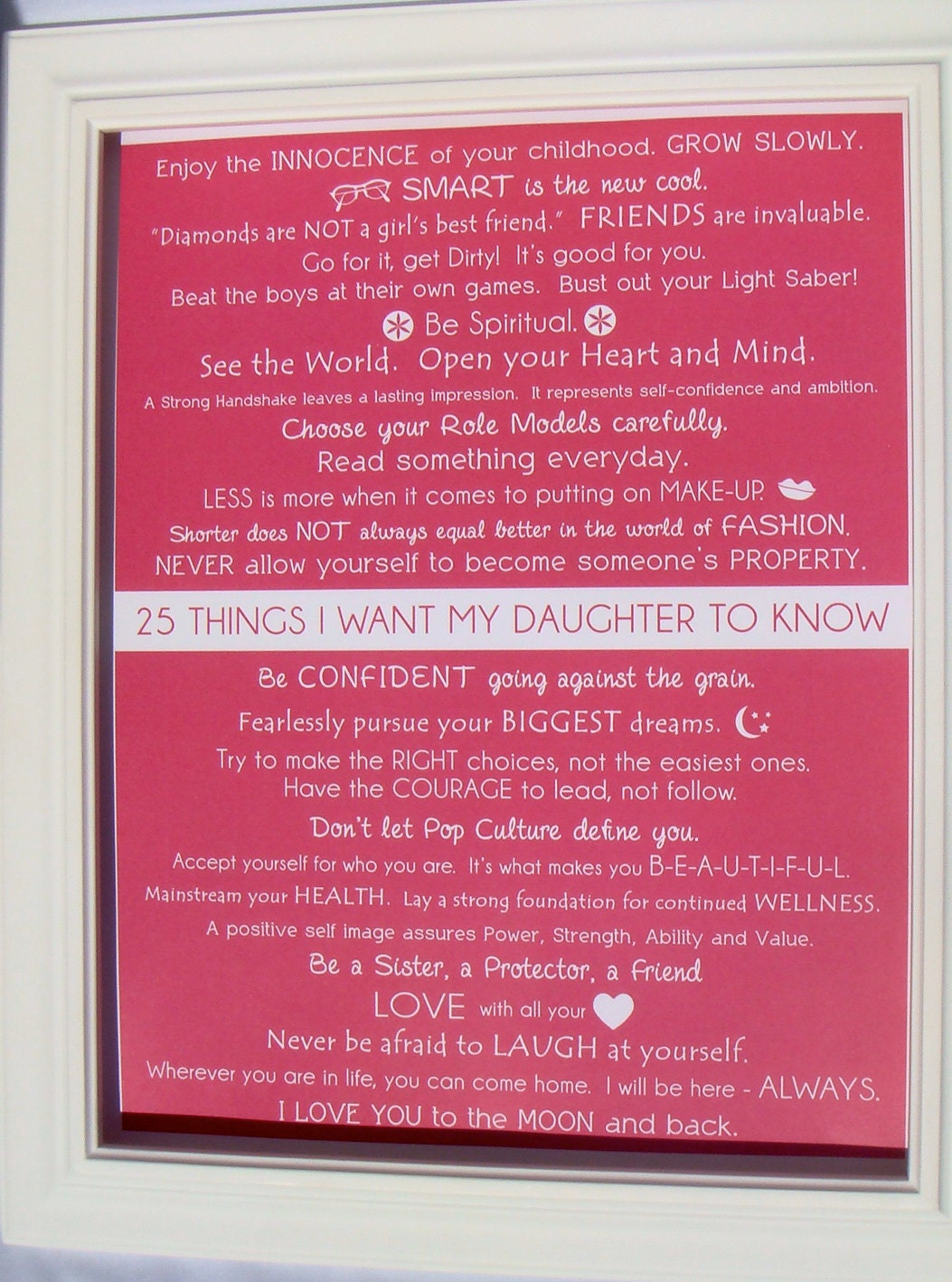 Mommy OM art prints. Kids Wall Art. 25 things i want my daughter to know 11x14 PRINT