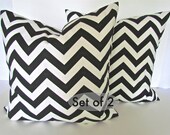 CHEVRON PILLOWS Set of 2  Throw PILLOWS Black Decorative Throw Pillow Covers 16 x 16 Black Chevron Pillows Modern missoni