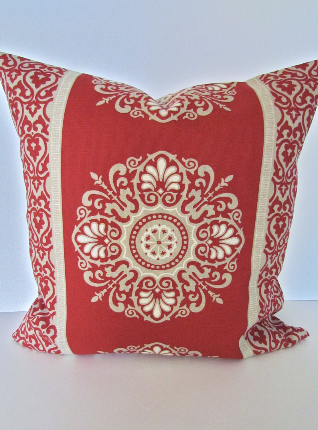 THROW PILLOWS 16x16 Decorative Throw Pillow Covers Red Indoor / Outdoor 16 x 16 pillow Fabric Front & Back