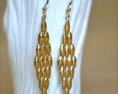 Gold Earrings Modern Diamond Shape Pendant