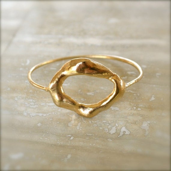 Gold Bangle With Large Ring