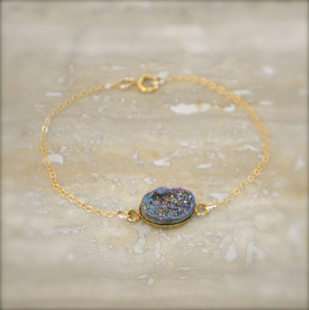 Rainbow Druzy Gold Bracelet