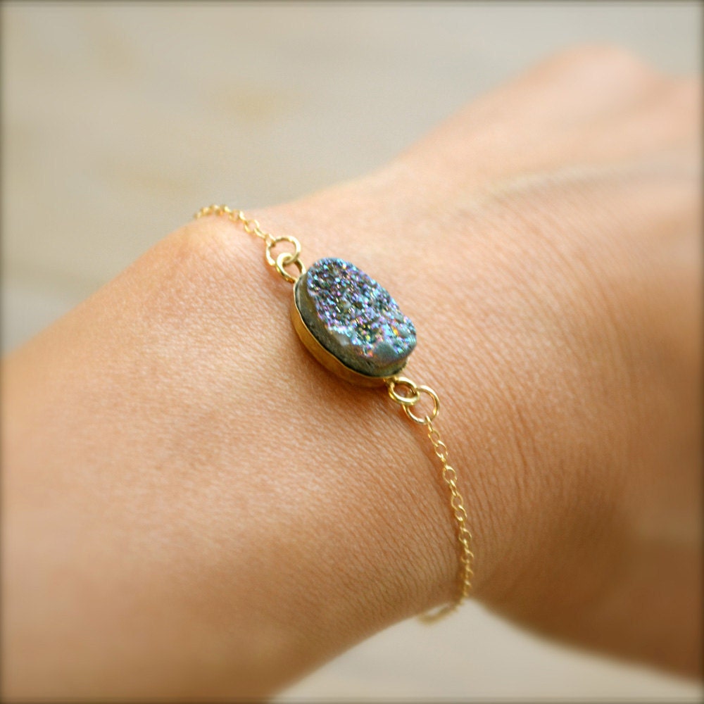 Rainbow Druzy Gold Bracelet