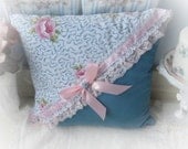 BLUE Romantic PILLOW Shabby Chic Cottage