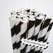Striped BLACK Paper Straws Black and White Stripe - set of 25 Black Straws w/ DIY Straw Flags PDF