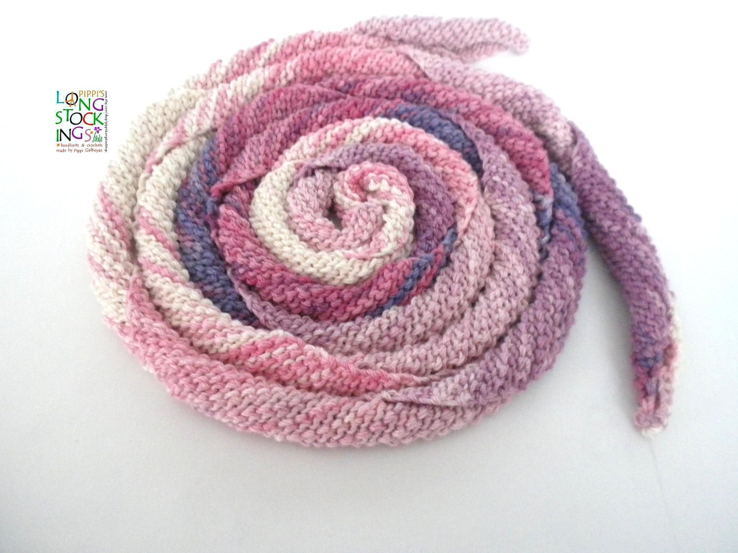 SUMMER SALE: 20% OFF, Bamboo Purples, Spiral, Skinny Scarf, Crochet Necklace, Spring, Summer, Fall, Autumn, Fashion, Off-whites, Lilac, Pink