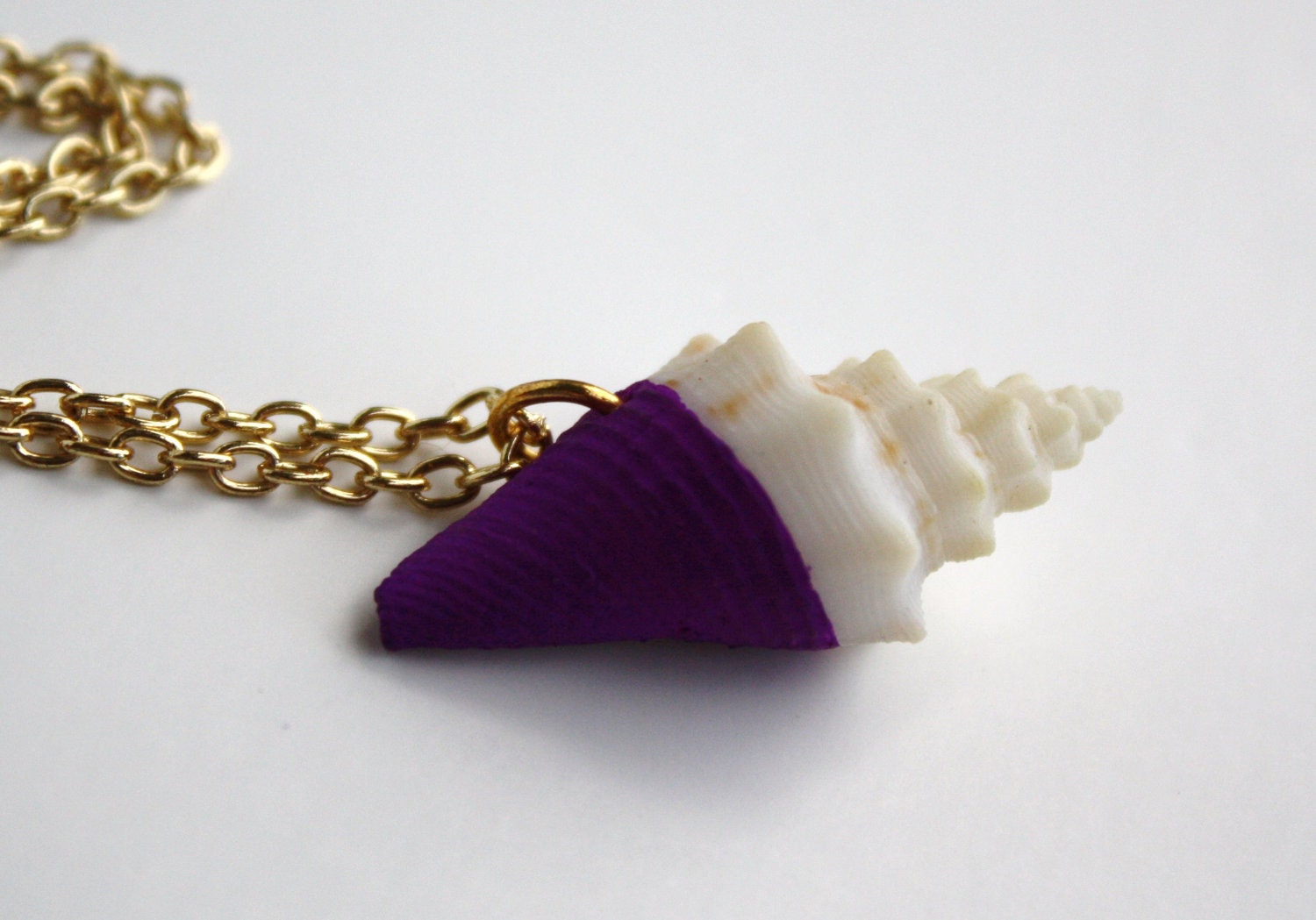 Sea Shell Necklace Pendant - Dipped Neon Purple