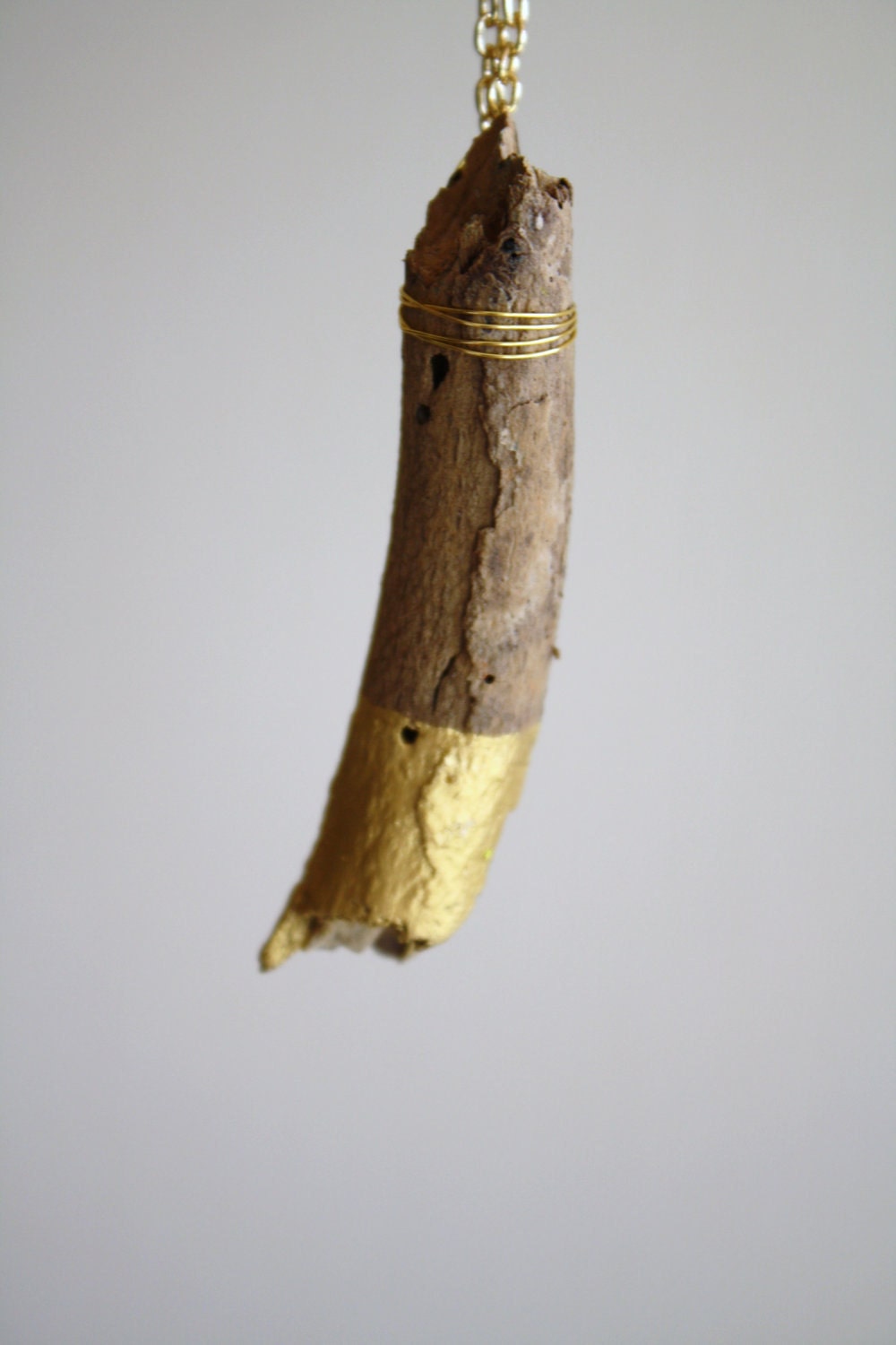 Driftwood Pendant Necklace in Gold Dipped Color Block