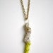 Coral Necklace in Lemon Yellow and White Dipped Color Block Pendant
