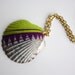 Sea Shell Necklace Pendant - Purple and Green Color Block Tribal Dipped