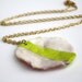 Sea Shell Necklace Pendant - Neon Lime Acid Green Striped