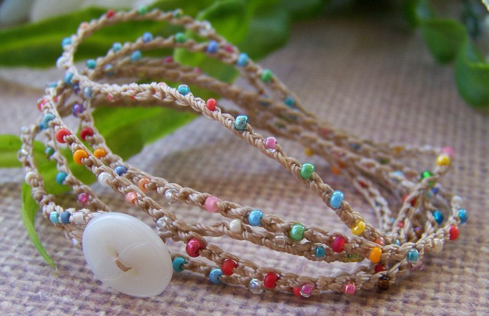 CONFETTI crochet wrap, anklet, necklace, bohemian, hippie chic, wrapped, bracelet