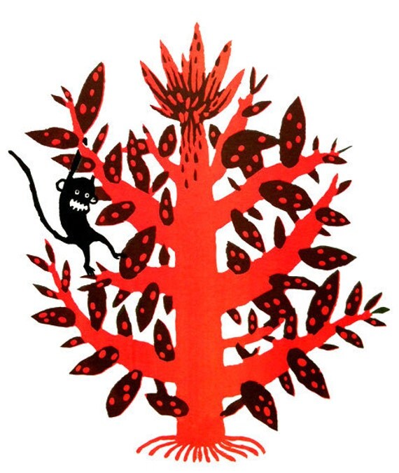 Monkey on a tree screenprint