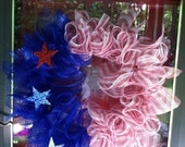 Patriotic/Memorial Day/July 4th Mesh Wreath