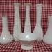 5 Lovely MILK GLASS vases Wedding decor or Cottage Shabby Chic, Plus Bonus Candy Dish